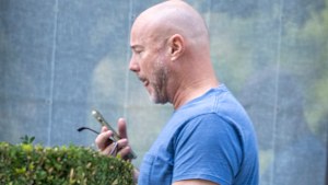 Luke Sayers outside his Melbourne home on Thursday.