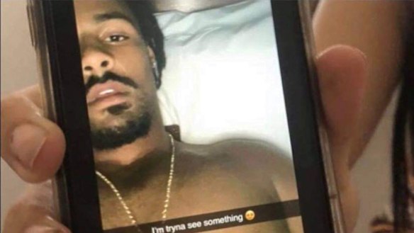 The future of Jayden Okunbor looks to be all but over after a series of snapchat images of the Bulldogs winger seemingly asking a 16-year-old schoolgirl for intimate images has emerged.