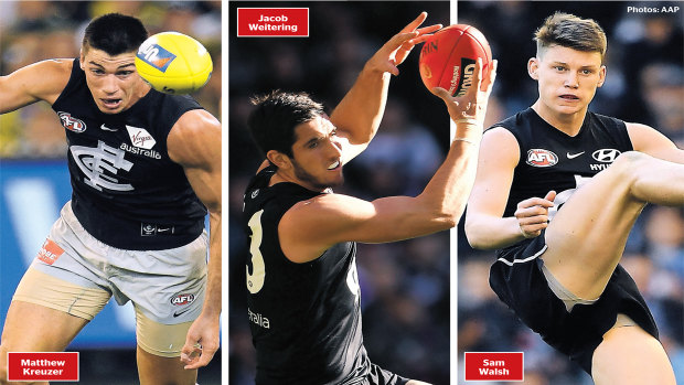 Stepping up: Outside of Paddy Cripps, the three best Carlton players on Saturday against the Brisbane Lions were their three No.1 draft picks. 