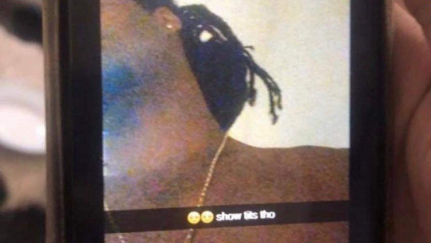 NRL Canterbury Bulldogs rugby league player Jayden Okunbor allegedly communicating with a Port Macquarie schoolgirl via Snapchat. 