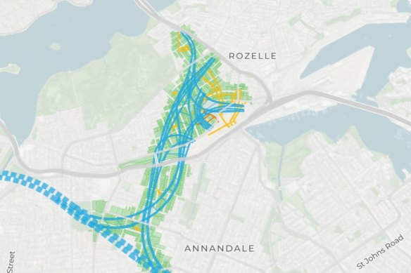 The complex underground spaghetti junction runs under hundreds of homes in Lilyfield and Rozelle.