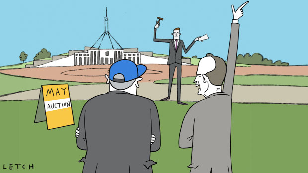 The federal election becomes a contest over tax cuts, but much else. Illustration: Simon Letch