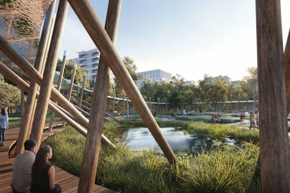 The park will feature wetlands and more than 550 trees.