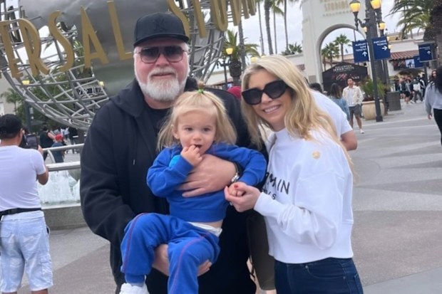 Kyle Sandilands, Tegan Kynaston and son Otto in the US