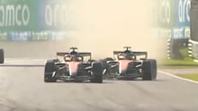 Oscar Piastri (left) and Lando Norris battle for fourth spot.
