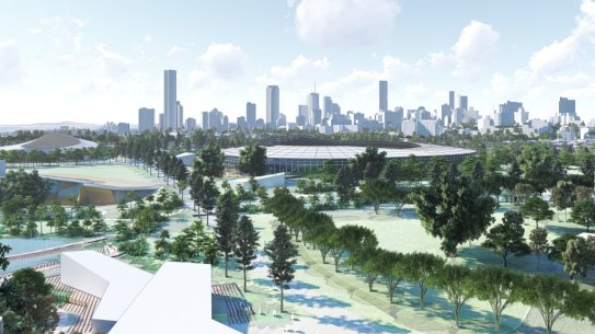 Concept render of the proposed Brisbane 2032 Olympic stadium at Victoria Park. Supplied by Arcadis on 03/12/2024.