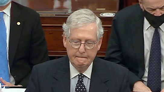 Senate Majority Leader Mitch McConnell after Trump supporters stormed the US Capitol.