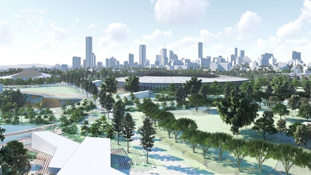 Concept render of the proposed Brisbane 2032 Olympic stadium at Victoria Park.