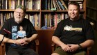 Music guru Glenn A. Baker (left) with Paul Lambess, the property developer and drummer who’s bought his 50,000-strong record collection.