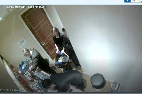 CCTV footage showing Suncity junket staff dealing with large amounts of cash in a private gaming salon at The Star.