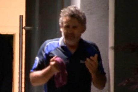 Screengrabs of footage of Joe Lo Bianco, 53, on the evening of his wife’s murder. 