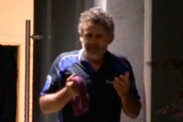 Screengrabs of footage of Joe Lo Bianco, 53, on the evening of his wife’s murder. 