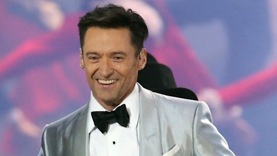 Hugh Jackman performs onstage at the Brit Awards.