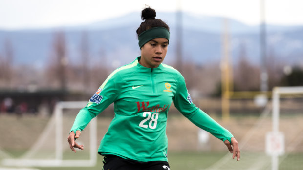 Mary Fowler training with the Matildas in the US earlier this year.
