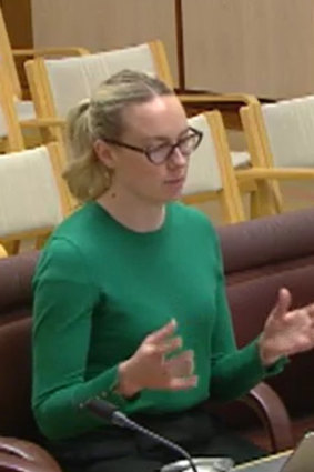 Dr Erin Twyford appearing before the Senate inquiry.