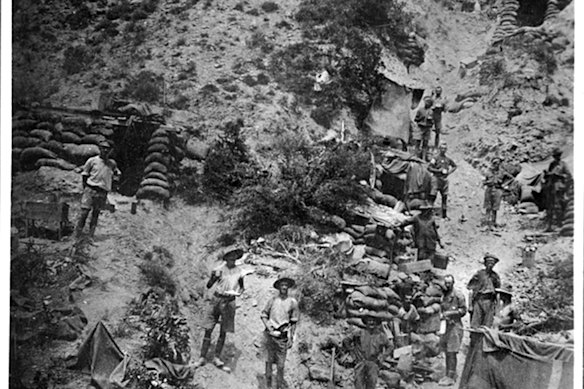 On a Sunday morning walk, enjoying freedom’s privileges, one is reminded it is all thanks to the Anzacs, such as these at Anzac Cove, Gallipoli, during World War I.