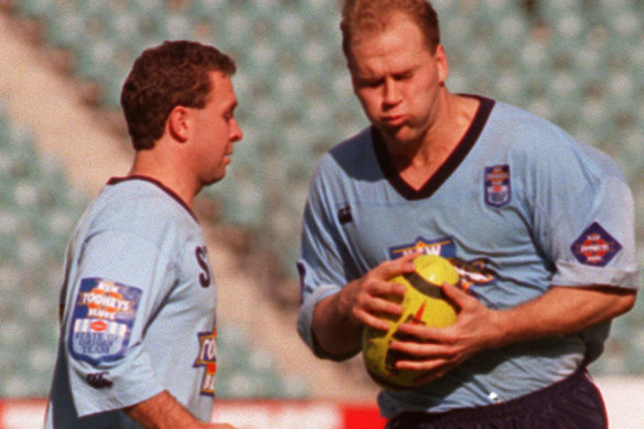 Paul Sironen, right, in NSW colours.