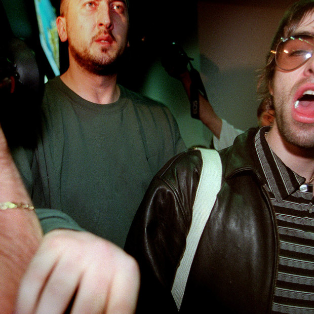 Liam Gallagher arriving in Australia in 1998.