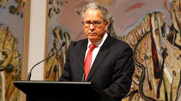 Peter Carne, pictured in 2014 while speaking at the memorial service for former premier Wayne Goss.