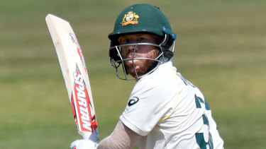 Test return welcome: David Warner gets some runs behind the wicket during the intra-squad match at the Ageas Bowl, Southampton.