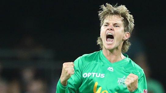 Star turn: Adam Zampa celebrates a wicket for Melbourne.