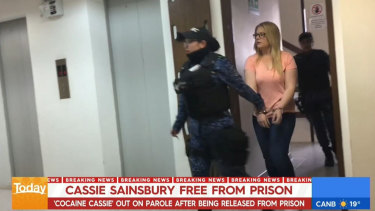Cassie Sainsbury escorted from jail.