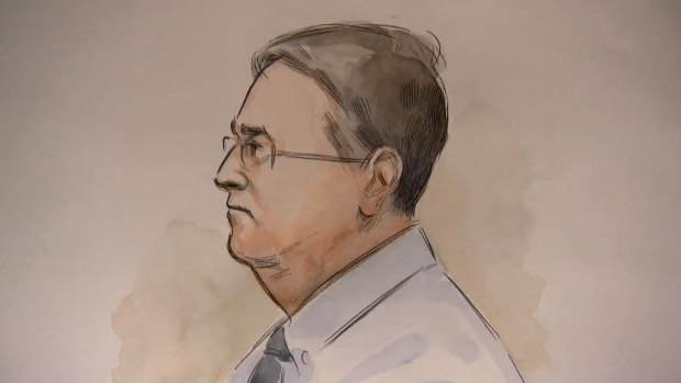 Sketch of Bradley Robert Edwards in WA Supreme Court on February 14, 2019