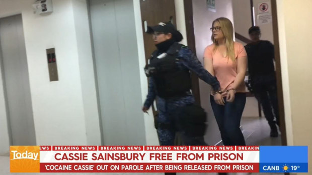 Cassie Sainsbury escorted from jail.