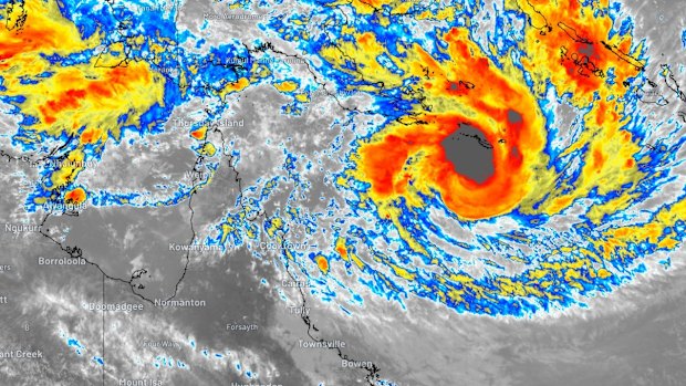 Images of Cyclone Narelle, off the Far North Queensland coast, on Wednesday.