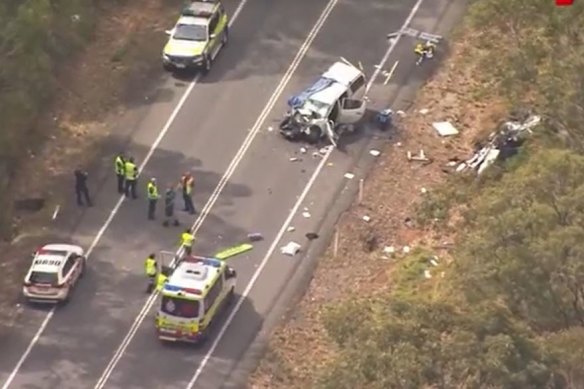 The crash on the Mount Lindesay Highway at Cedar Vale left two people in a critical condition and two in a serious condition.