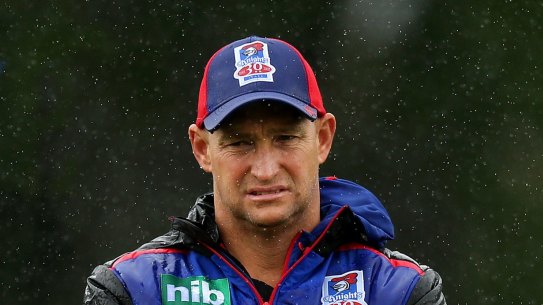 Gone ... Knights coach Nathan Brown jumped before he was pushed.