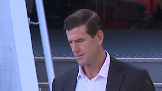 Ben Roberts-Smith outside the offices of a bankruptcy lawyer in June.