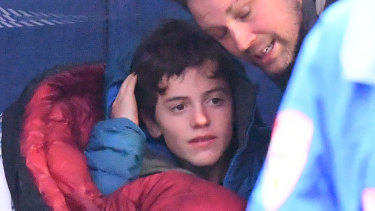 Will Callaghan after he was found on Mount Disappointment on Wednesday. 
