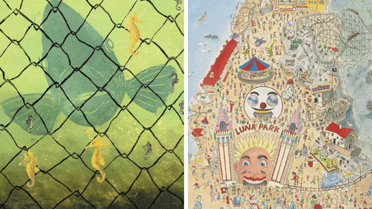 GIF: A new exhibition of the works of Peter Kingston. 