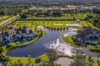 Side-by-side mansions built by twin brothers for sale in Florida, asking $78 million for the pair.