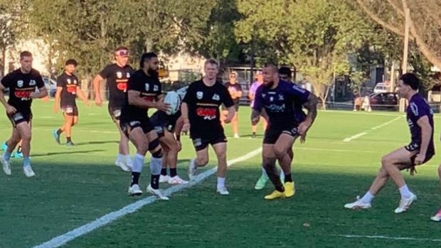 Some Storm players wore Panthers shirts during an opposed session.