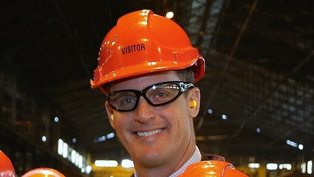 Former BlueScope executive Jason Ellis at Port Kembla steel plants in 2014. 