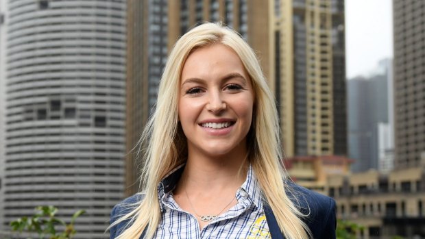 Australian aerial skier Danielle Scott at the launch of the Australian Winter Olympics uniform.