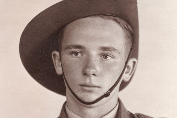 Baby-faced digger: Len McLeod in his uniform.