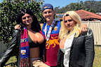Fans attending a fancy dress party wore costumes as Tess Crosley, Lachie Neale and Jules Neale. 