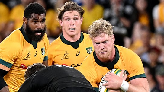 Matt Philip hits the line for the Wallabies.