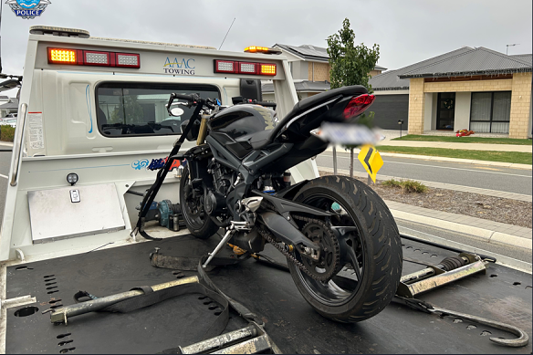 A Triumph motorcycle is impounded by police after it was allegedly clocked travelling over 100km/h ovet the speed limit.