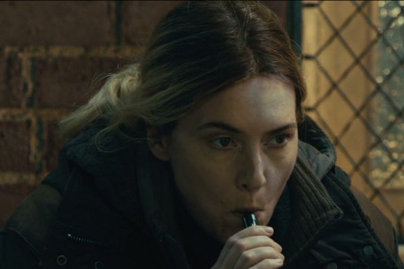 Kate Winslet as Detective Sergeant Mare Sheehan in the crime drama, Mare of Easttown.