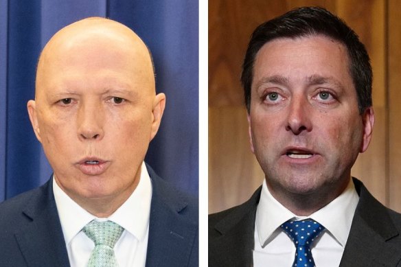 Federal Opposition Leader Peter Dutton will not appear on the campaign trail with Victorian Opposition Leader Matthew Guy.