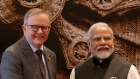 Prime Minister Narendra Modi of India welcomes the Prime Minister of Australia Anthony Albanese to  the G20 Leaders’ Summit on September 9.