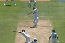 Aiden Markram pumps Pat Cummins for six.