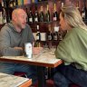 Luke Sayers and his wife Cate in a cafe in Lucca, Tuscany.