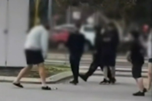 A 14-year-old boy, part of a gang of teens, was filmed taunting a Good Samaritan and surrounding him outside a fast food outlet in Falcon, south of Perth.