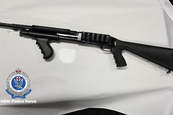 One of the rifles police said was found. 