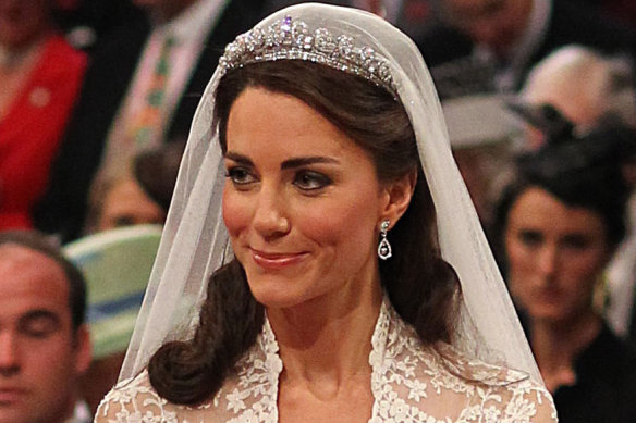 Catherine Middleton wearing the Cartier Halo Tiara at her wedding to Prince William